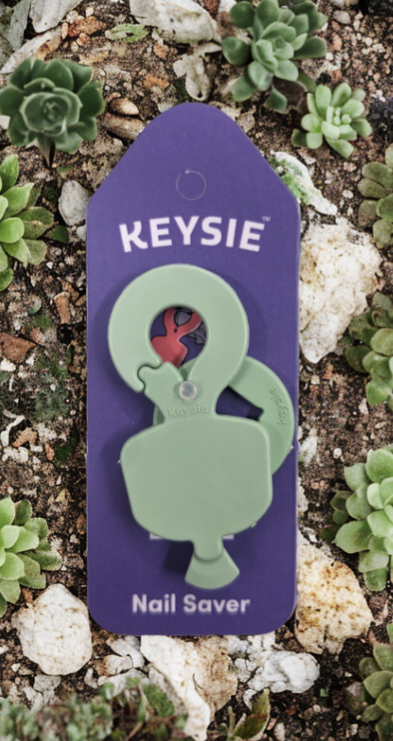 Pastel Green Keysie Nail Saving Tool Keyring