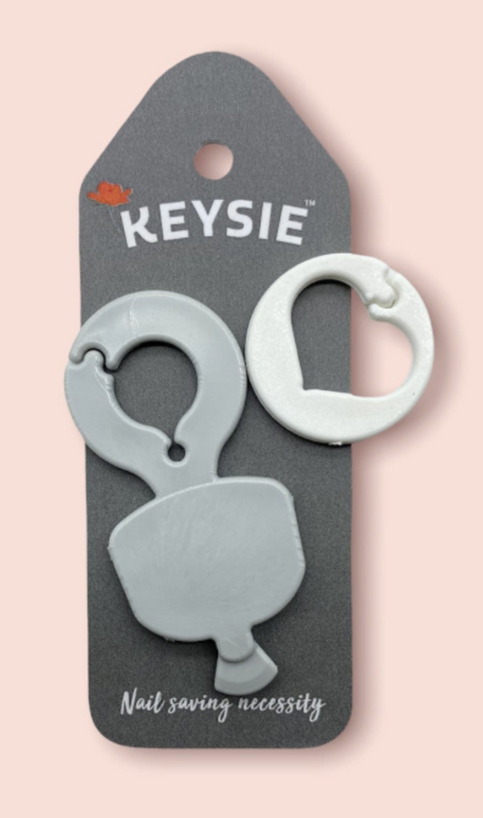 Pastel Grey Keysie Nail Saving Tool Keyring