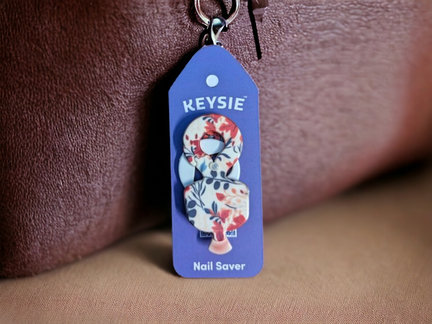 Cream Keysie Nail Saving Tool Keyring